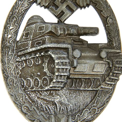 Original German Wwii Panzer Assault Tank Badge Silver Grade International Military Antiques