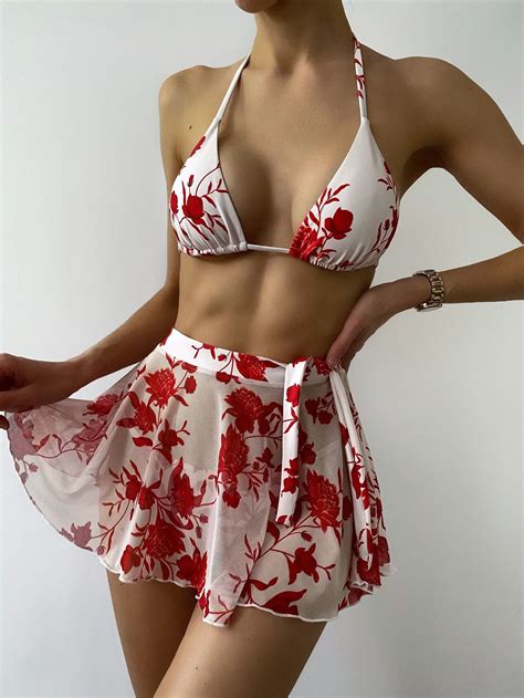 3pack Floral Triangle Thong Bikini Swimsuit Beach Skirt Artofit