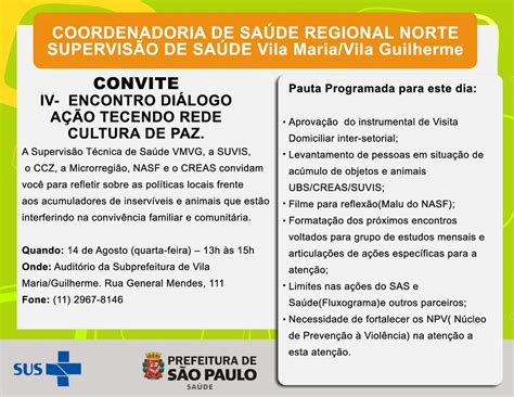 Saúde Vila Maria Guilherme 11 09 Quarta feira 14h Em Construção