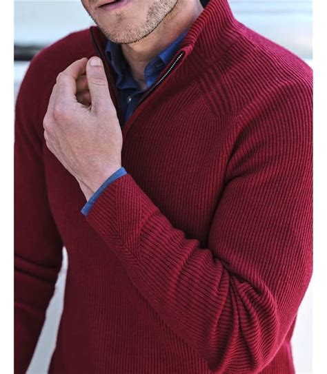 Berry Red Wool Cashmere Rib Half Zip Sweater Woolovers Us