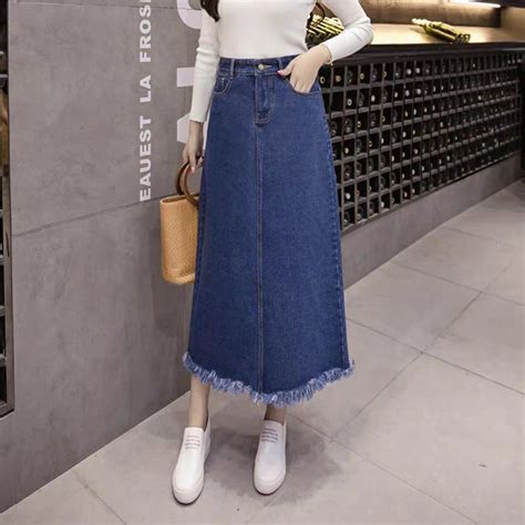 Jual KARAKOREA 6310 Isabelle Denim Long Skirt Rok Panjang Denim Jeans