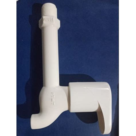 Modern White PVC Long Body Bib Cock For Bathroom Fitting Size 15mm