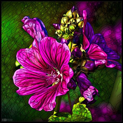 Hollyhocks In Stained Glass By Keld Bach On Deviantart