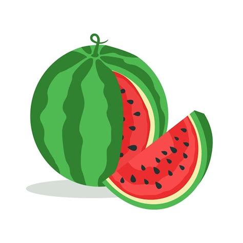 Premium Vector Watermelon And Juicy Watermelon Slice Isolated On