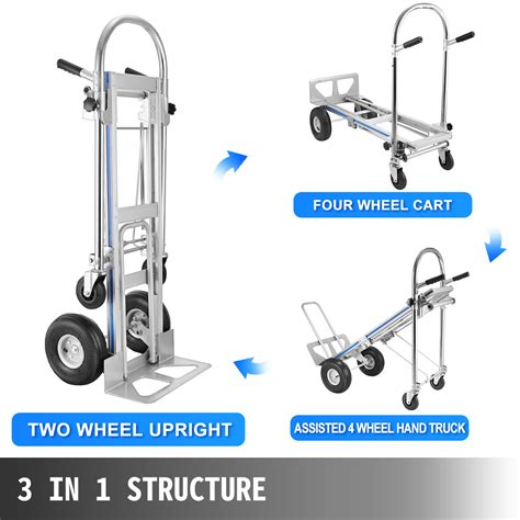 Vevor Aluminum Hand Truck 3 In 1 Folding Hand Truck Convertible Hand