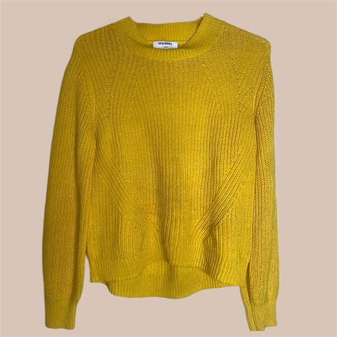 Knitted Yellow Sweater Vibrant Yellow Knit Depop