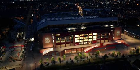 Anfield looks stunning at night time with new drone footage