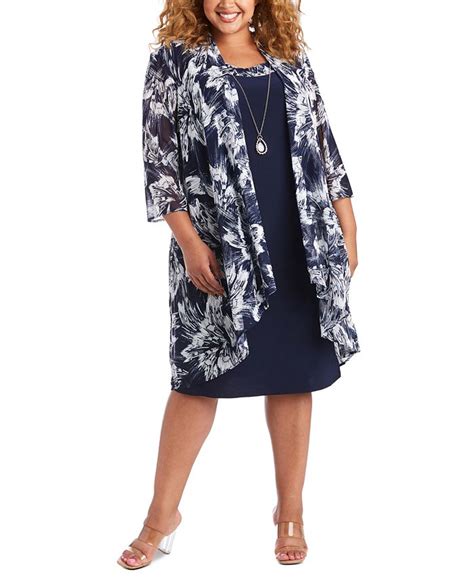 R And M Richards Plus Size Mesh Jacket And Dress Macys