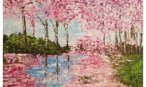 palette-knife-painting-acrylic-pink-blossom - Figs On The Funcho