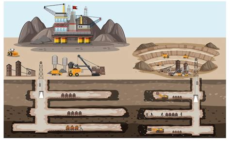 Premium Vector Underground Landscape Of Coal Mining