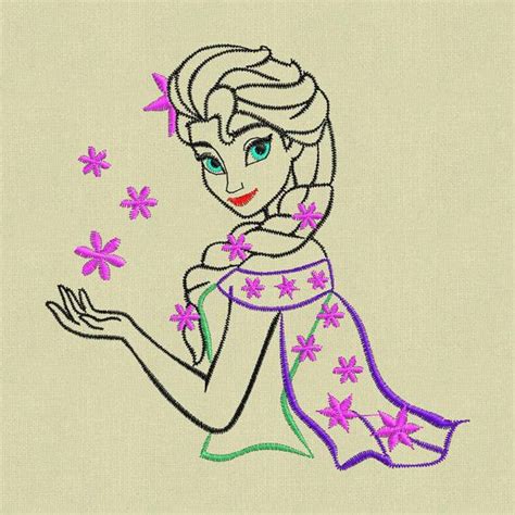 Frozen Elsa Fever Contour Embroidery Design X Pes Jef Hus Machine