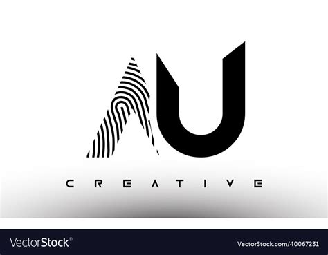 Au Fingerprint Zebra Letter Logo Design Royalty Free Vector