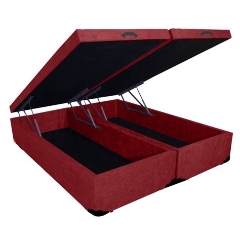 Cama Box Bau Casal Bipartido Suede 1 38x1 88 Vermelho Leroy Merlin