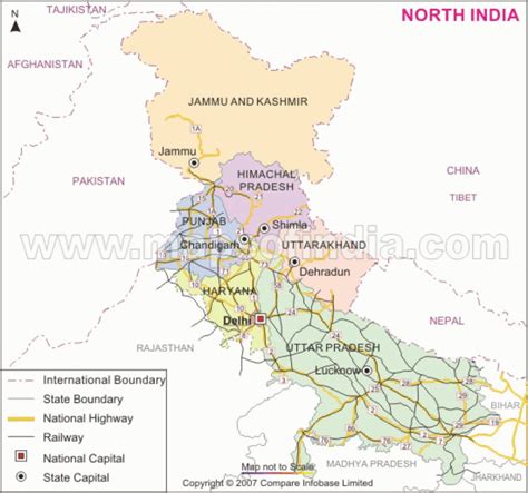 Northern India Map throughout Northern States Map | Printable Map