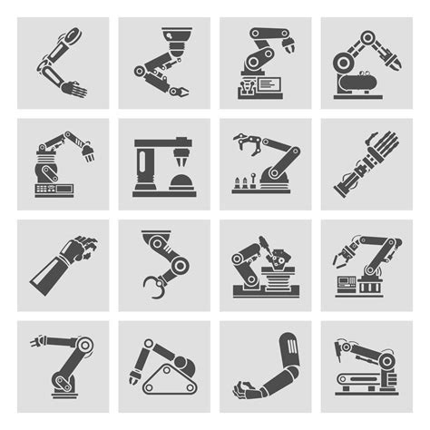 Robotic Arm Icons Black Vector Art At Vecteezy