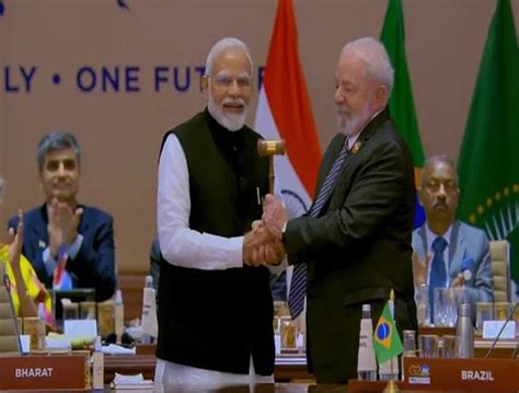 Modi Handed Over Gavel To Brazilan President Luiz Inacio Lula Da Silva