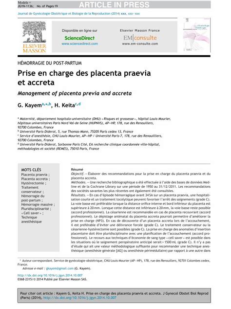 Pdf Prise En Charge Des Placenta Praevia Et Accreta Dokumen Tips