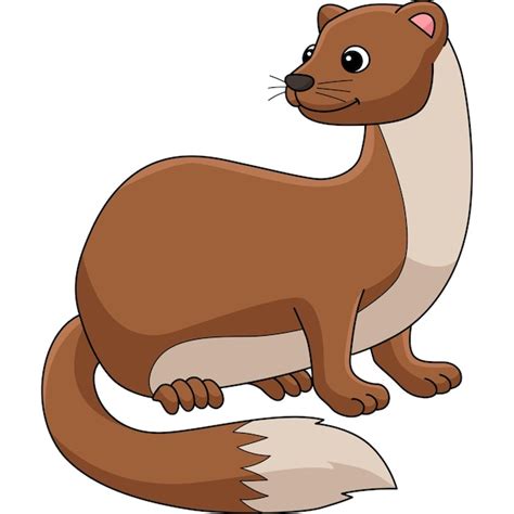 Ilustração de clipart colorida de desenho animado de animal doninha