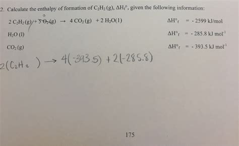 Solved Calculate The Enthalpy Of Formation Of C2h2 G