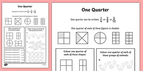 Fractions Halves And Quarters Worksheet Twinkl Numeracy