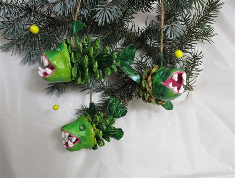 Anglerfish Ornament Green Anglerfish Christmas Ornaments Made From