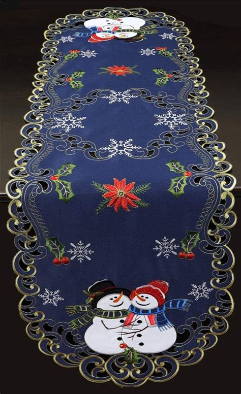 Amazon Creative Linens Holiday Christmas Table Runner Embroidered