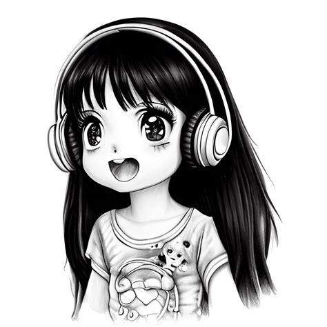 Anime Girl Gaming in Headphones · Creative Fabrica