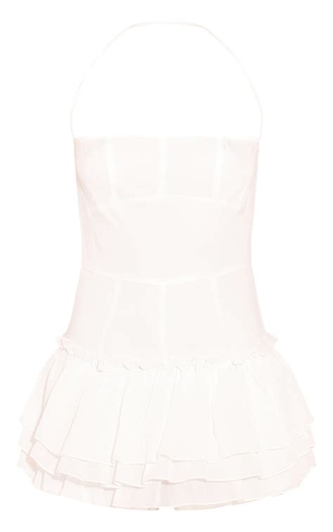 White Detailed Frill Hem Skort Romper Jumpsuits And Rompers