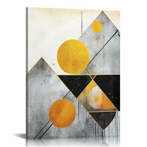 Jeuxus Abstract Canvas Wall Art Black Gold Mountain Landscape Picture