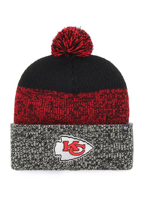 47 Kansas City Chiefs Black Static Cuff Mens Knit Hat | Knit hat for ...