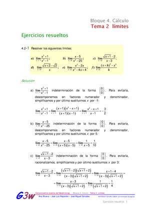 Pr Calcdif Ejercicios Para Practicar Derivadas Y Limites C Lculo