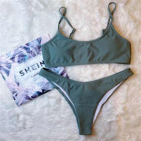 Shein Swim Nwt Shein Olive Green Bikini Set Medium Swimsuit Poshmark