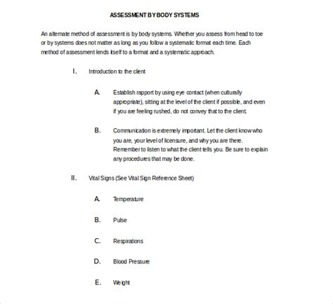 Free 7 Sample Nursing Assessment Forms In Pdf Ms Word