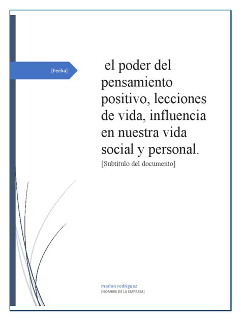 El Poder Del Pensamiento Positivo Pdf Pensamiento Ciencia Cognitiva