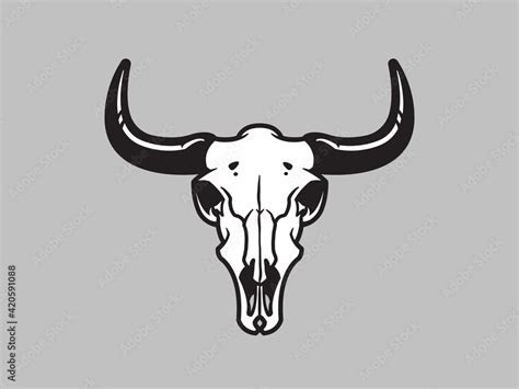 Bison Buffalo Skull Vector Illustration Stock Vector Adobe Stock