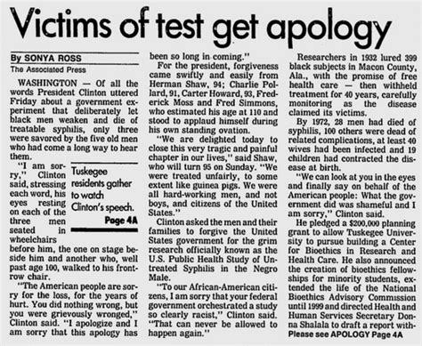 Clinton's Apology - "Bad Blood": The Tuskegee Syphilis Study