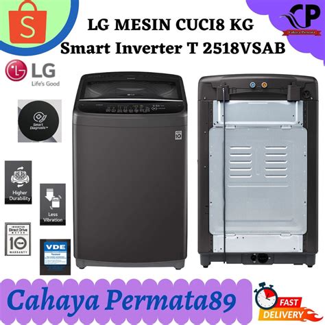 Jual MESIN CUCI LG T2518VSAB TOP LOADING 18 KG SMART INVERTER SMART