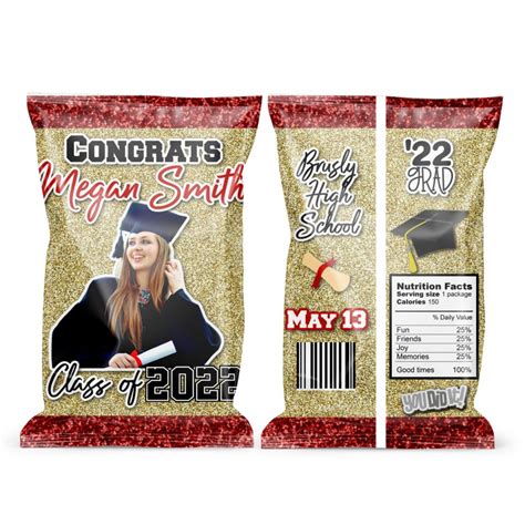 Graduation Chip Bags Custom Set Of 12 Chip Bags Seaux Noted