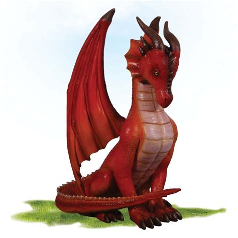 Dragon Sitting Red 4ft Sculpture Statue