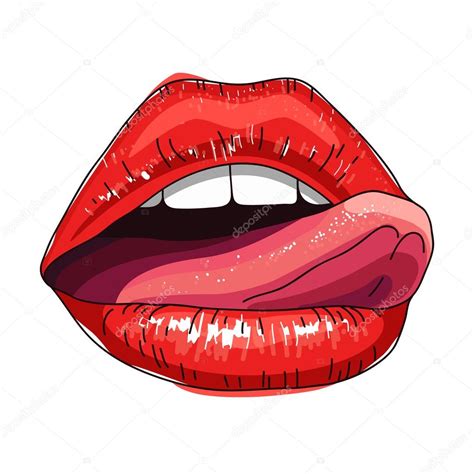 Sexy Female Lips With Tongue Stock Illustration By ©chekat 89933636