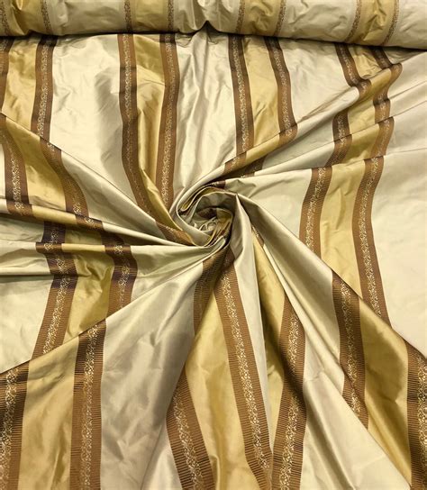 Silk Taffeta Stripes Jaquard 54 Wide Beautiful Gold Mustard Stripes