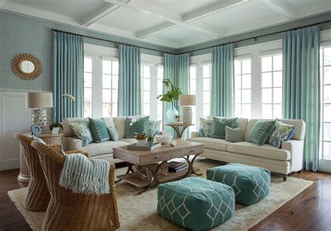 Contemporary Living Room Accentuated With Aqua Furnishingssource