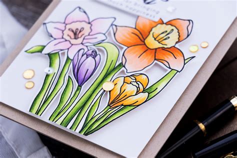 Simon Says Stamp Spring Stems Colorful Daffodils Card Yana Smakula