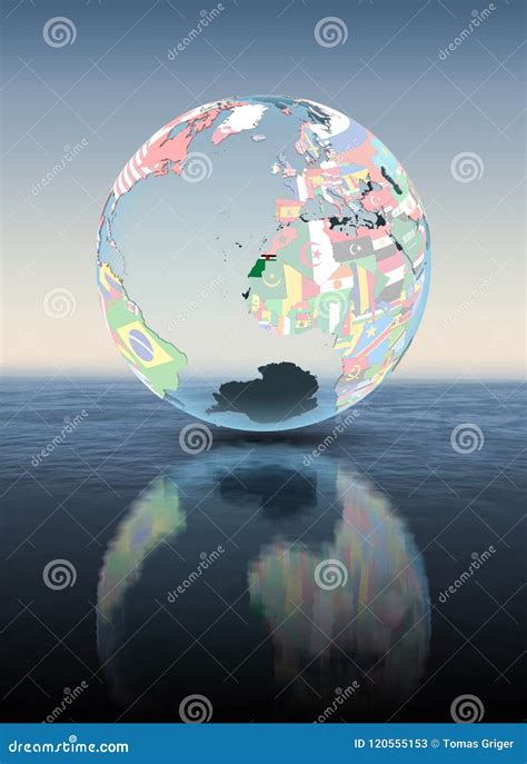 Western Sahara On Globe With Flags Above Water Stock Illustration