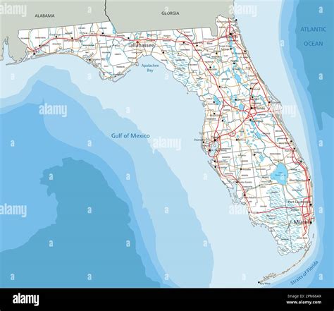 High detailed Florida road map with labeling Stock Vector Image & Art ...