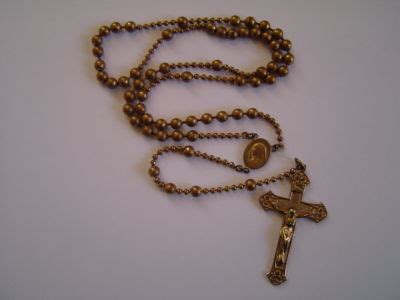 Antique Vintage Wwii Brass Metal Beads Pull Chain Inch Rosary