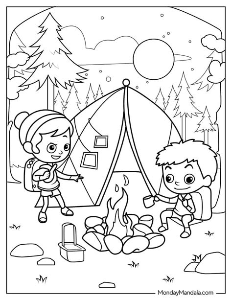 Camping Hiking Coloring Pages Free Pdf Printables Camping