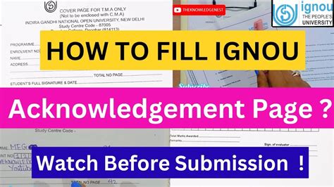 How To Fill Ignou Acknowledgement Page Acknowledgement Page Kaise Fill Kare The Knowledge