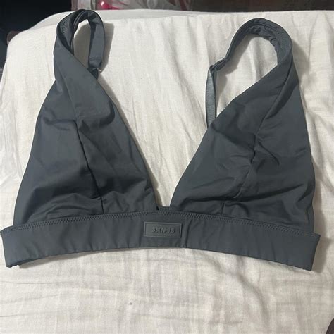 Skims Swim Plunge Bikini Top Color Gunmetal Depop