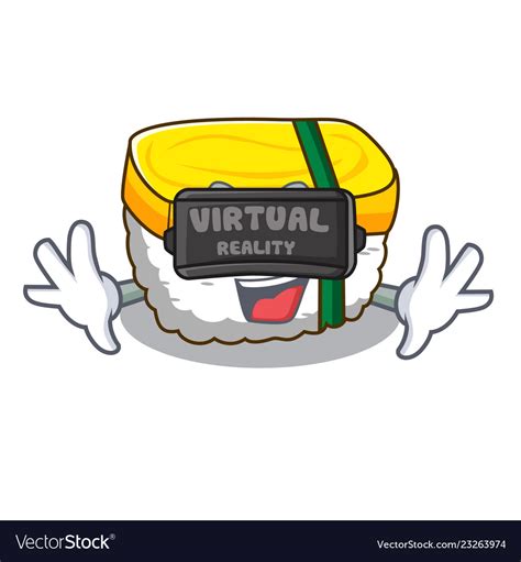 Virtual Reality Tamago Sushi In A Shape Cartoon Vector Image